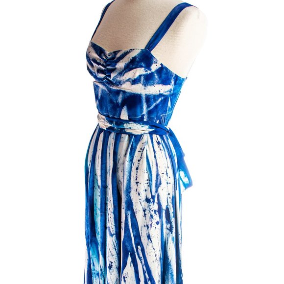 NEW  long Maxi dress Blue white maternity wedding bridesmaid 4 6 8 beach resort - Picture 5 of 7